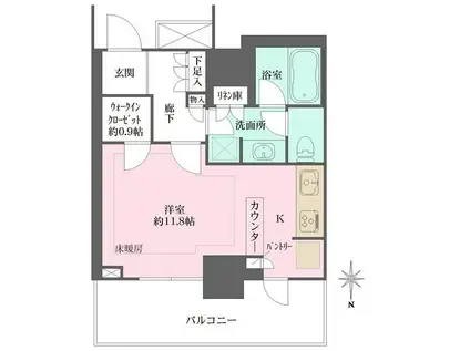 浅草タワー(ワンルーム/12階)の間取り写真