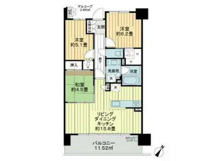 サーパス南方レジデンス(3LDK/8階)の間取り写真