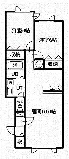 レヴェントン(2LDK/2階)の間取り写真