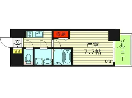 ファースフィオーレ大阪城ブリオ(1K/2階)の間取り写真