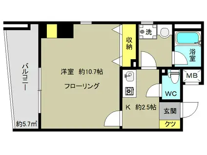 モンテヒューメ(1K/2階)の間取り写真