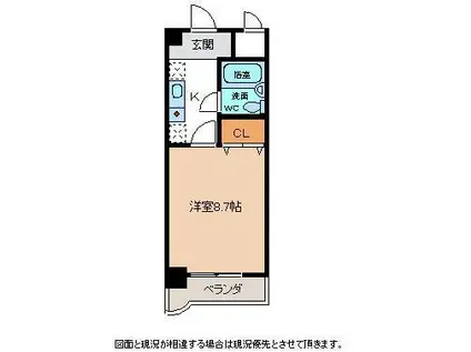 パンプキンハイツ(1K/5階)の間取り写真