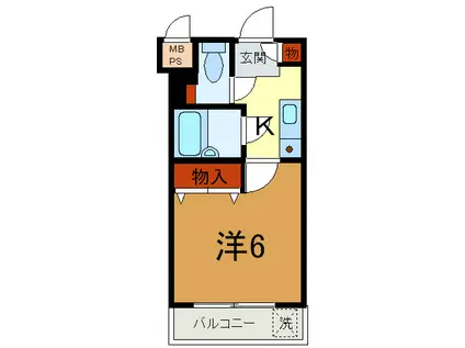 パライッソ神戸(1K/4階)の間取り写真