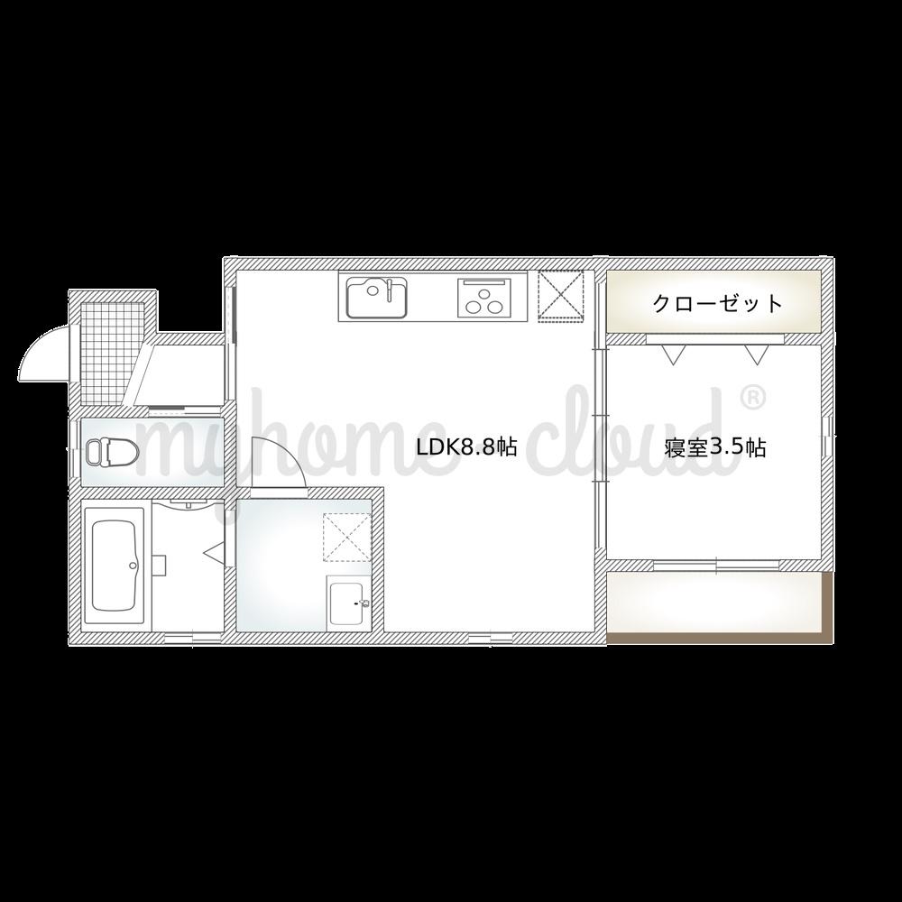 岩伸リバーコート住吉(1LDK/2階)の間取り写真