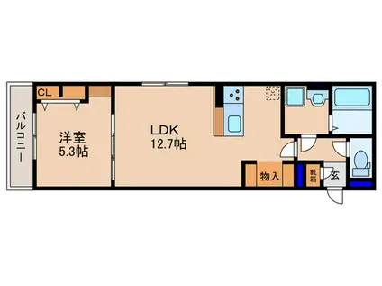 D-ROOM平井A棟(1LDK/2階)の間取り写真