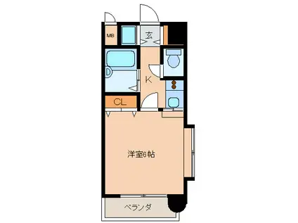 エテルナ西新南(1K/4階)の間取り写真