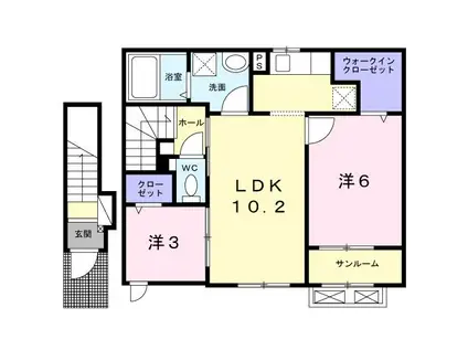 ステラ東出雲 II(2LDK/2階)の間取り写真