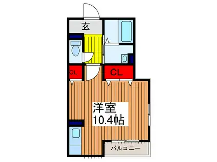 イーストパークURAWA Ⅰ(ワンルーム/1階)の間取り写真