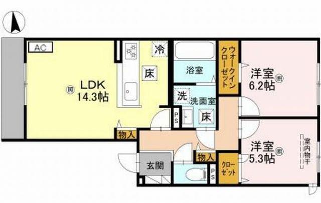CHRYSANTHEME大鳥 (2LDK/1階)の間取り写真