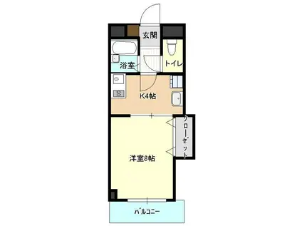 ラフィネ山の田(1K/4階)の間取り写真