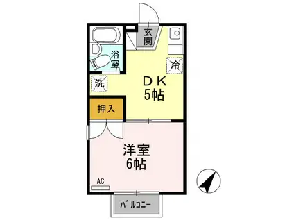 メイゾンベルサB(1DK/2階)の間取り写真