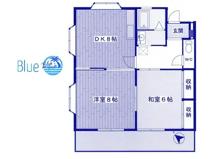 ブライトン湘南I(2DK/1階)の間取り写真