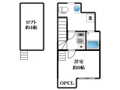 セナリオフォルム一之江(1K/2階)の間取り写真