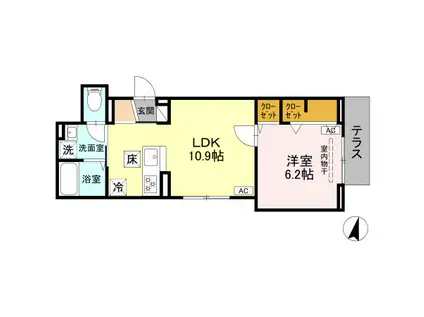 セレスティア上十条(1LDK/1階)の間取り写真