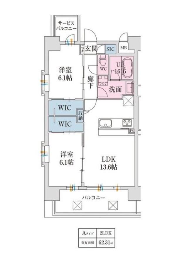 スプランディッド難波VII(2LDK/3階)の間取り写真