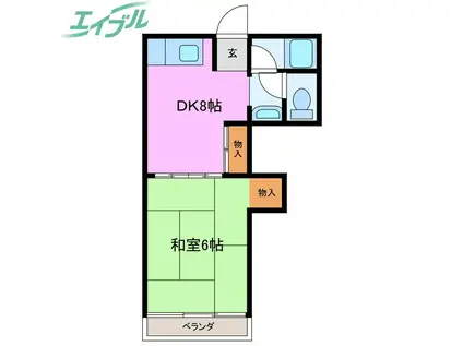 祇園ハイツ(1DK/4階)の間取り写真