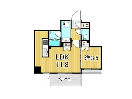 グランスイート浅草ウエスト(1LDK/6階)の間取り写真