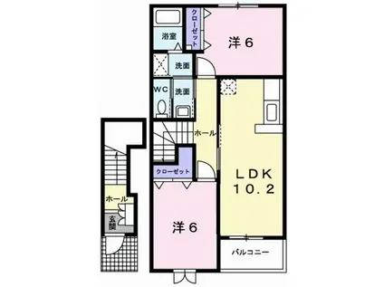 シャンティ・アイ壱番館(2LDK/2階)の間取り写真