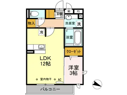 REGALO(1LDK/3階)の間取り写真