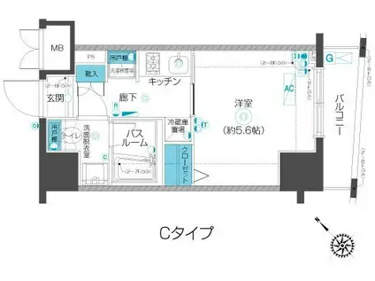 フェニックス武蔵小山(1K/7階)の間取り写真