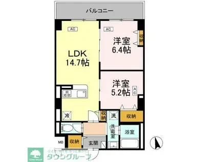 カスタリア西船橋II(2LDK/2階)の間取り写真