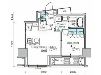 レジディア九段下II(1LDK/8階)の間取り写真