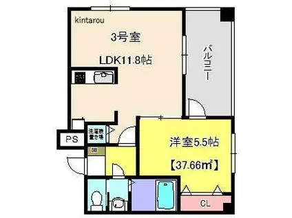 RIRIA幕張壱番館(1LDK/4階)の間取り写真