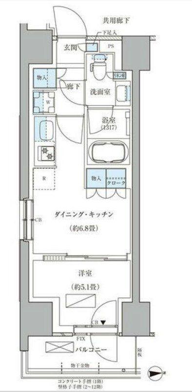 パークアクシス品川天王洲アイル(1DK/5階)の間取り写真