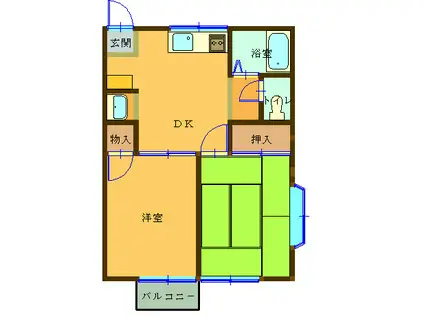 ヴィラ上柴(2DK/2階)の間取り写真