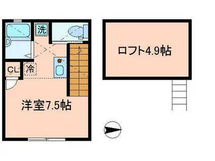 バーミープレイス西国分寺IV(ワンルーム/2階)の間取り写真