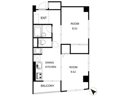 代々木パールハイツ(2DK/4階)の間取り写真