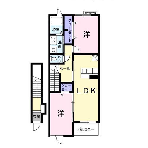 サンシャイン(2LDK/2階)の間取り写真