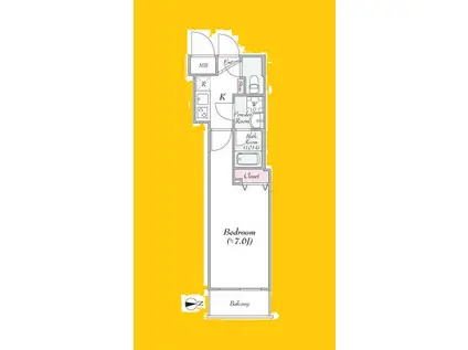 グランリーヴェル横濱三ッ沢公園(1K/3階)の間取り写真