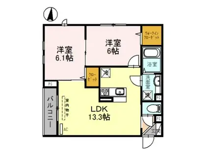 桜DKハイム(2LDK/1階)の間取り写真