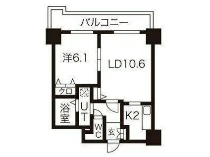ティアラタワー中島倶楽部(1LDK/17階)の間取り写真
