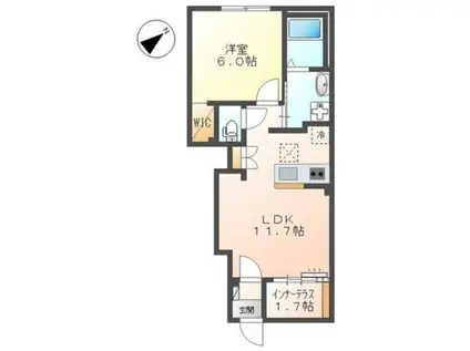 スターテラスII丹那町(1LDK/1階)の間取り写真