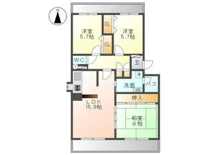コレクション星が丘(3LDK/1階)の間取り写真