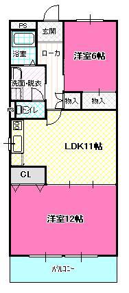 サンピア堀込(2LDK/2階)の間取り写真