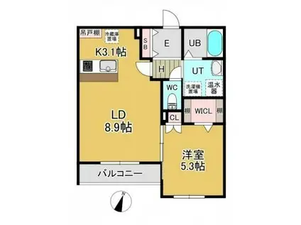 オリエンス(1LDK/2階)の間取り写真