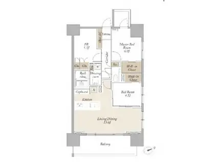 ライトテラス新宿御苑(2SLDK/18階)の間取り写真