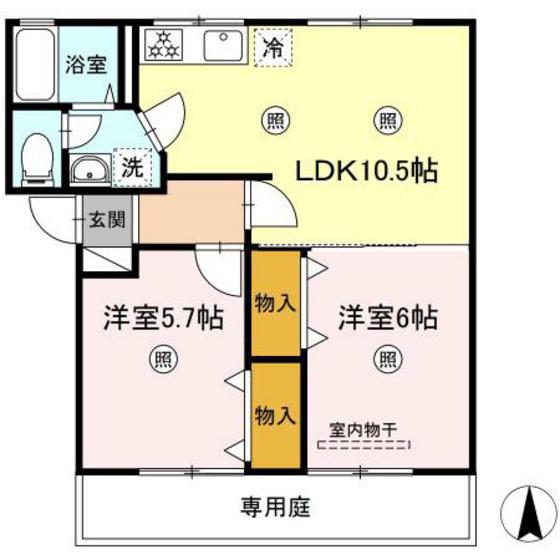 第2プレジール福田(2LDK/1階)の間取り写真