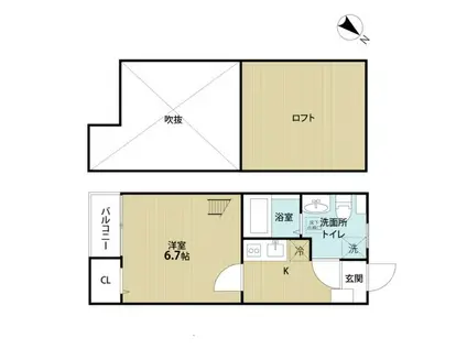 HALS・HOME(1K/2階)の間取り写真