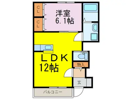コーダフィオーレ(1LDK/1階)の間取り写真