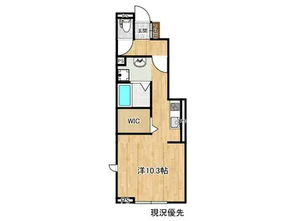 アワーグラス(ワンルーム/1階)の間取り写真