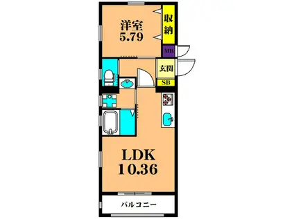 CREST COURT(1LDK/1階)の間取り写真