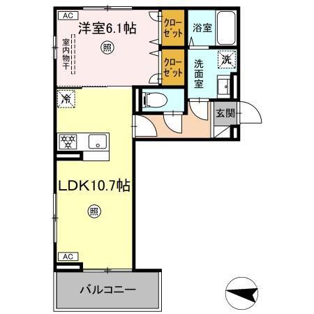 サニーサイド幸町II(1LDK/3階)の間取り写真