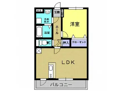 アクロス(1LDK/3階)の間取り写真