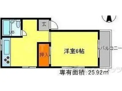 レオンコートII(1DK/4階)の間取り写真