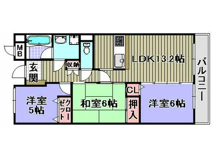 バンブーコート(3LDK/6階)の間取り写真