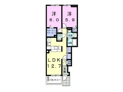 コオリナ ハイツII(2LDK/1階)の間取り写真